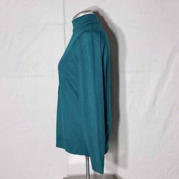VINTAGE St Michael Green Embroidered Mock  Neck Sweater M - Picture 3 of 11